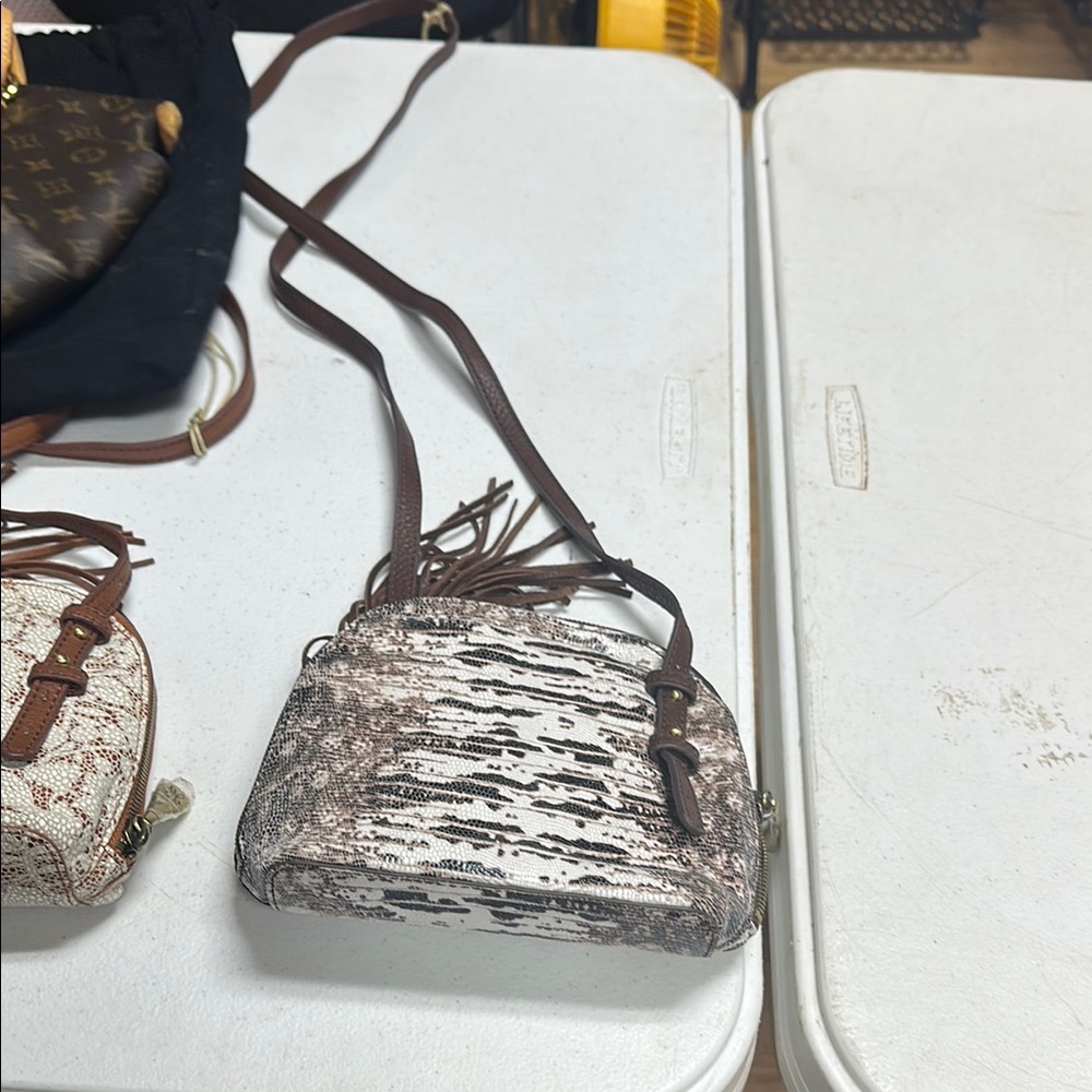 HOBO Brown and Cream Crossbody Bag with Structured Design